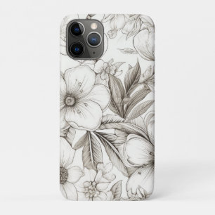Romantisches Sepia-Blumenmuster Elfenbein Vintage- Case-Mate iPhone Hülle