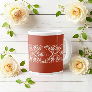 Romantisches Shabby Chic Red Rust Mrs. Wedding Tas Jumbo-Tasse