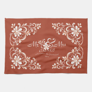 Romantisches Shabby Chic Roter Rust Geschirrtuch