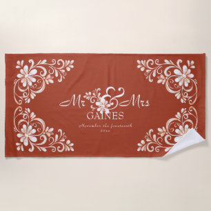 Romantisches Shabby Chic Roter Rust Strandtuch