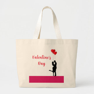 Romantisches Silhouette liebendes Paar. Valentine Jumbo Stoffbeutel