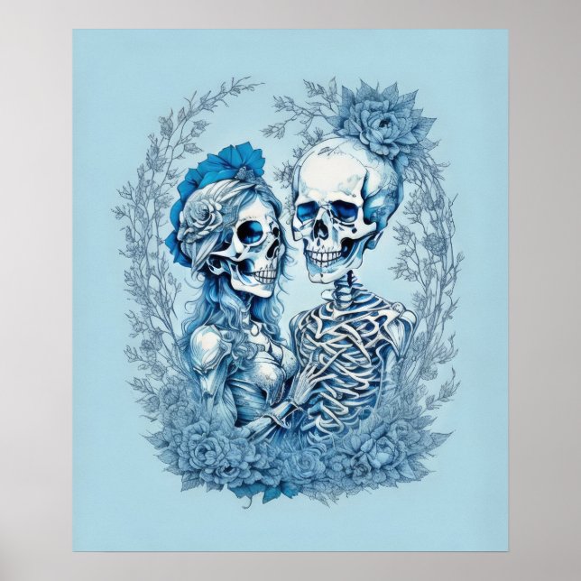 Romantisches Skeleton Couple Poster (Vorne)
