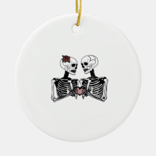 Romantisches Skelettkaffee - Gotik mit Herz Keramik Ornament