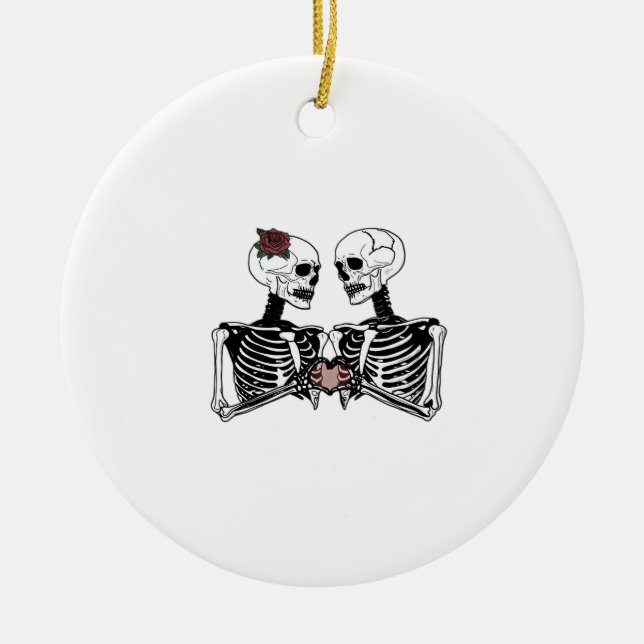 Romantisches Skelettkaffee - Gotik mit Herz Keramik Ornament (Vorne)