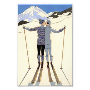 Romantisches Skipaar Fotodruck