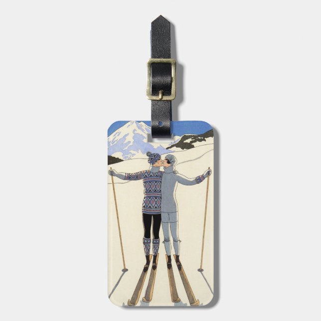 Romantisches Skivergnügen Gepäckanhänger (Vorderseite vertikal)