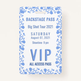 Romantisches Soft Hübsch Blue Floral VIP Pass Abze Ausweis