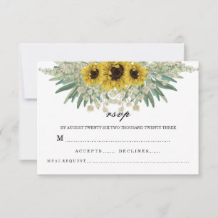 Romantisches Sonnenblumenmuster RSVP Karte