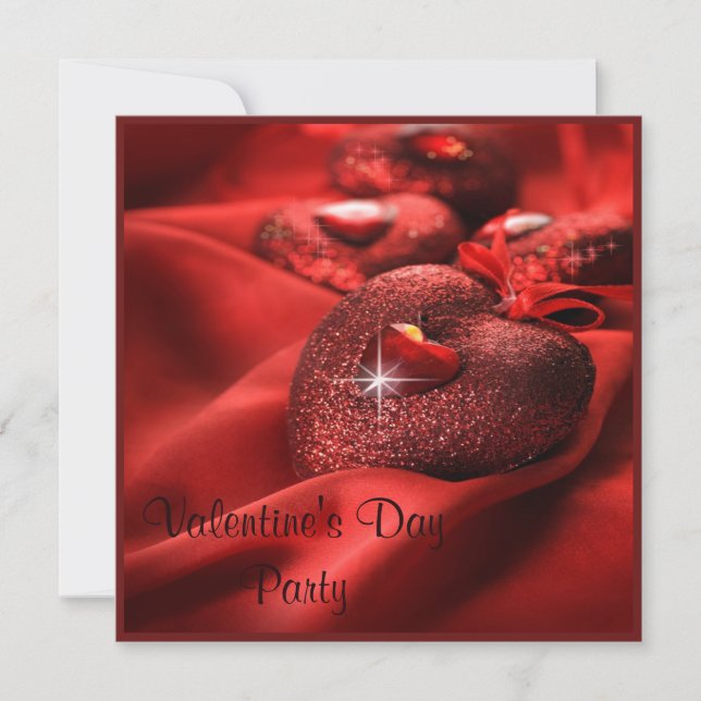 Romantisches Sparkle Herz - Valentinstag Party Einladung (Vorderseite)