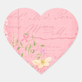 Romantisches Springtime Vintag Pink Herz-Aufkleber
