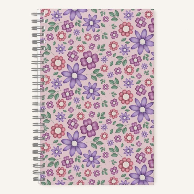 romantisches staubiges Rosen-Blumenmuster Notizbuch (Vorderseite)