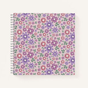 romantisches staubrosafarbenes Pastell-Blumenmuste Notizbuch