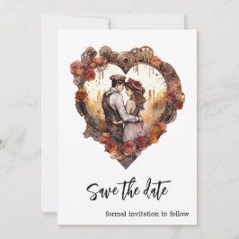 Romantisches Steampunk-Hochzeitsherz Save The Date