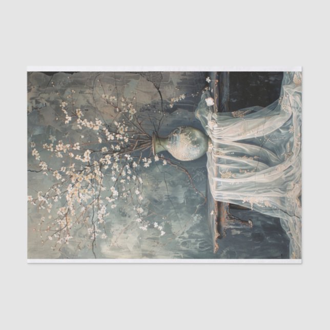 Romantisches Stillleben - Blumenzettel Seidenpapier (Vorderseite)