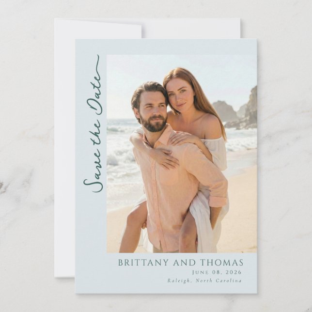 Romantisches Strandfoto in Pastell Save The Date (Vorderseite)