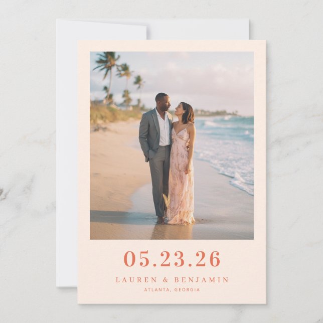 Romantisches Strandfoto in Pastell Save The Date (Vorderseite)