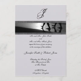Romantisches Stroll-Monogramm-graue Einladung