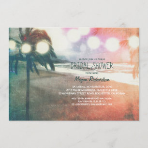 Romantisches Sunset Beach Lanterns Brautparty Einladung