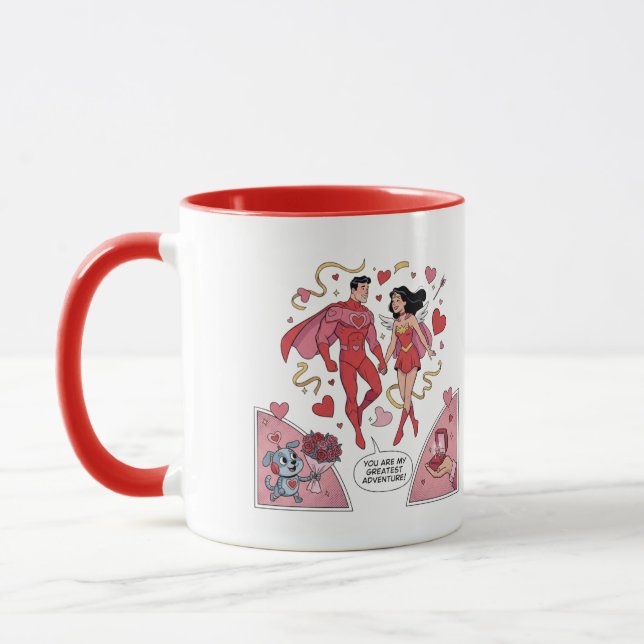 Romantisches Superhelden-Paar Valentinstag-Kaffeet Tasse (Links)