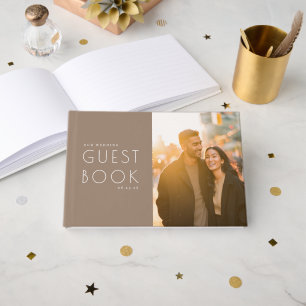 Romantisches Taupe Minimalistisches Foto Gästebuch