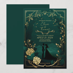Romantisches Thema im Emerald Green und Golden Det Einladung