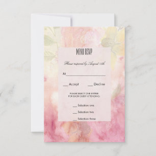 Romantisches Träumerisches Blüten-Hochzeitsmenü RS RSVP Karte