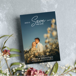 Romantisches Typografie-QR-Foto Save the Date