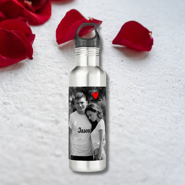 Romantisches Valentine Couple Foto I Red Heart U N Edelstahlflasche (Von Creator hochgeladen)