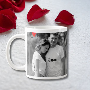 Romantisches Valentine Couple Foto I Red Heart U N Jumbo-Tasse