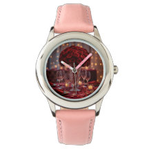 Romantisches Valentins-Paar Lederarmbanduhr