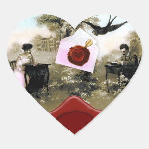 ROMANTISCHES VALENTINS TAG LIEBT ROTWACHS SIEGEL H Herz-Aufkleber