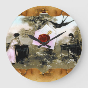 ROMANTISCHES VALENTINSCHREIBEN, ROTWACHS-SIEGEL GROßE WANDUHR