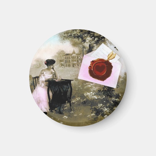 ROMANTISCHES VALENTINSCHREIBEN, ROTWACHS-SIEGEL MAGNET (Vorne)