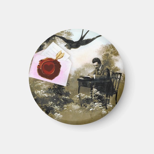 ROMANTISCHES VALENTINSCHREIBEN, ROTWACHS-SIEGEL MAGNET (Vorne)