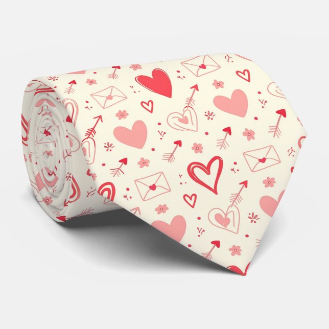 Romantisches Valentinstag-Herzen Nahtloses Muster  Krawatte (Gerollt)