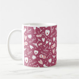 Romantisches Valentinstag Liebe Muster Dunkelrosa Kaffeetasse