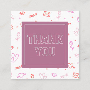 Romantisches Valentinstag Muster Danke Hübsch Quadratische Visitenkarte