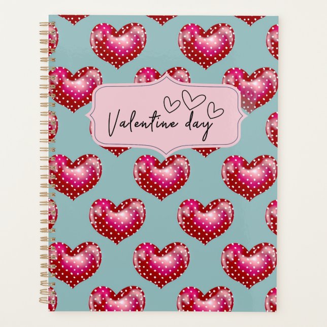 Romantisches Valentinstag-Spiral-Notebook mit Shin Planer (Vorderseite)