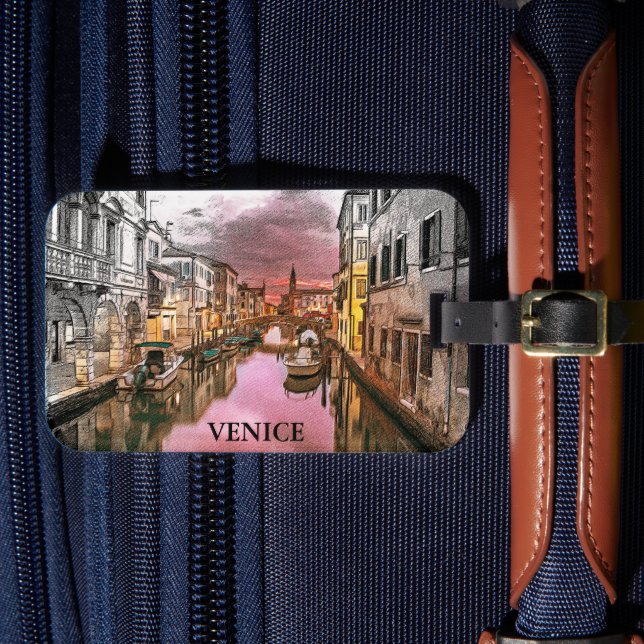 Romantisches Venedig Italien Gondelbahn Gepäckanhänger (Vorderseite Insitu 4)
