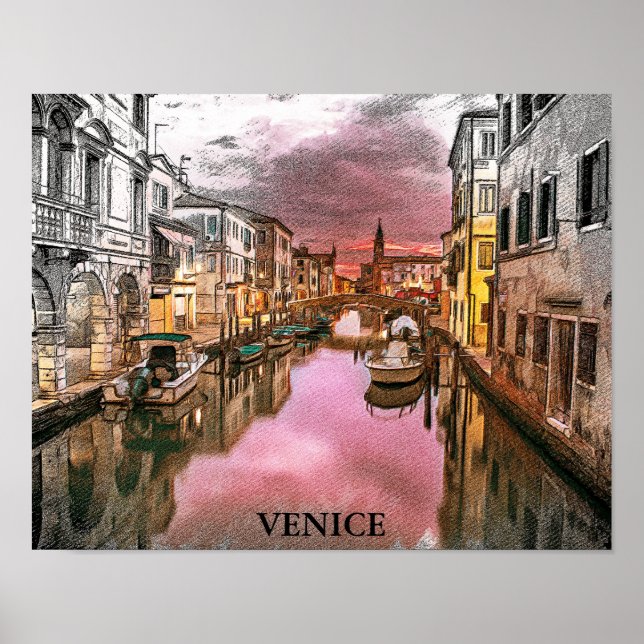 Romantisches Venedig Italien Gondelbahn Poster (Vorne)