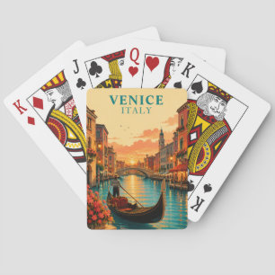 Romantisches Venedig Italien Gondelfahrt Sonnenunt Spielkarten