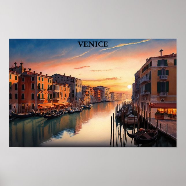 Romantisches Venedig Italien Sonnenuntergang Aussi Poster (Vorne)