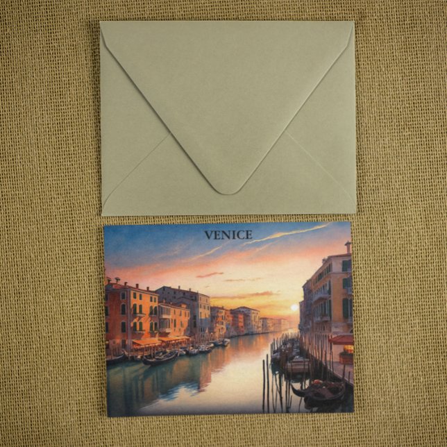 Romantisches Venedig Italien Sonnenuntergang Aussi Postkarte (Venice Italy romantic sunset postcard)