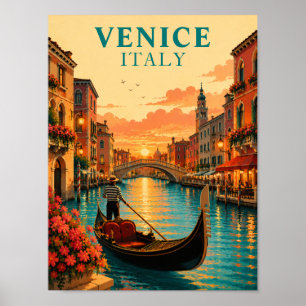 Romantisches Venedig Italien Sonnenuntergang Gonde Poster