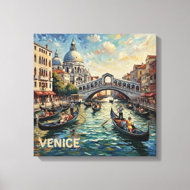 Romantisches Venedig Rialto Kanal Leinwand Kunst (Vorderseite)