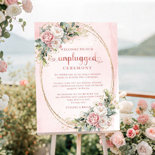 Romantisches verstaubtes rosa Blumen-Unplugged-Zer Poster