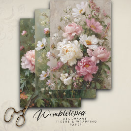 Romantisches Vintage-Blumen-Decoupage-Papierset au Geschenkpapier Set