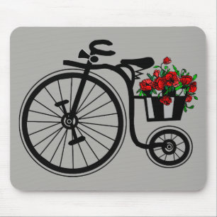 Romantisches Vintage-Blumen-Fahrrad Mousepad
