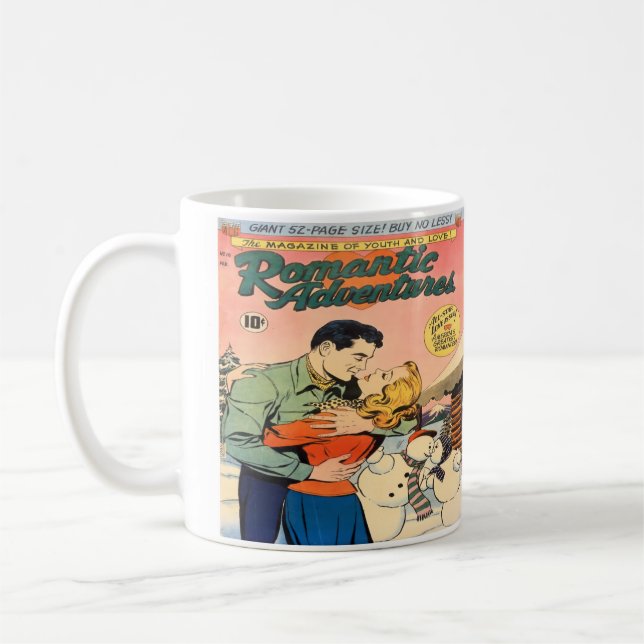 Romantisches Vintage-Comic-Design-Kaffeebecher Kaffeetasse (Links)