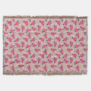 Romantisches, vintage-inspiriertes rosa Blumenmust Decke